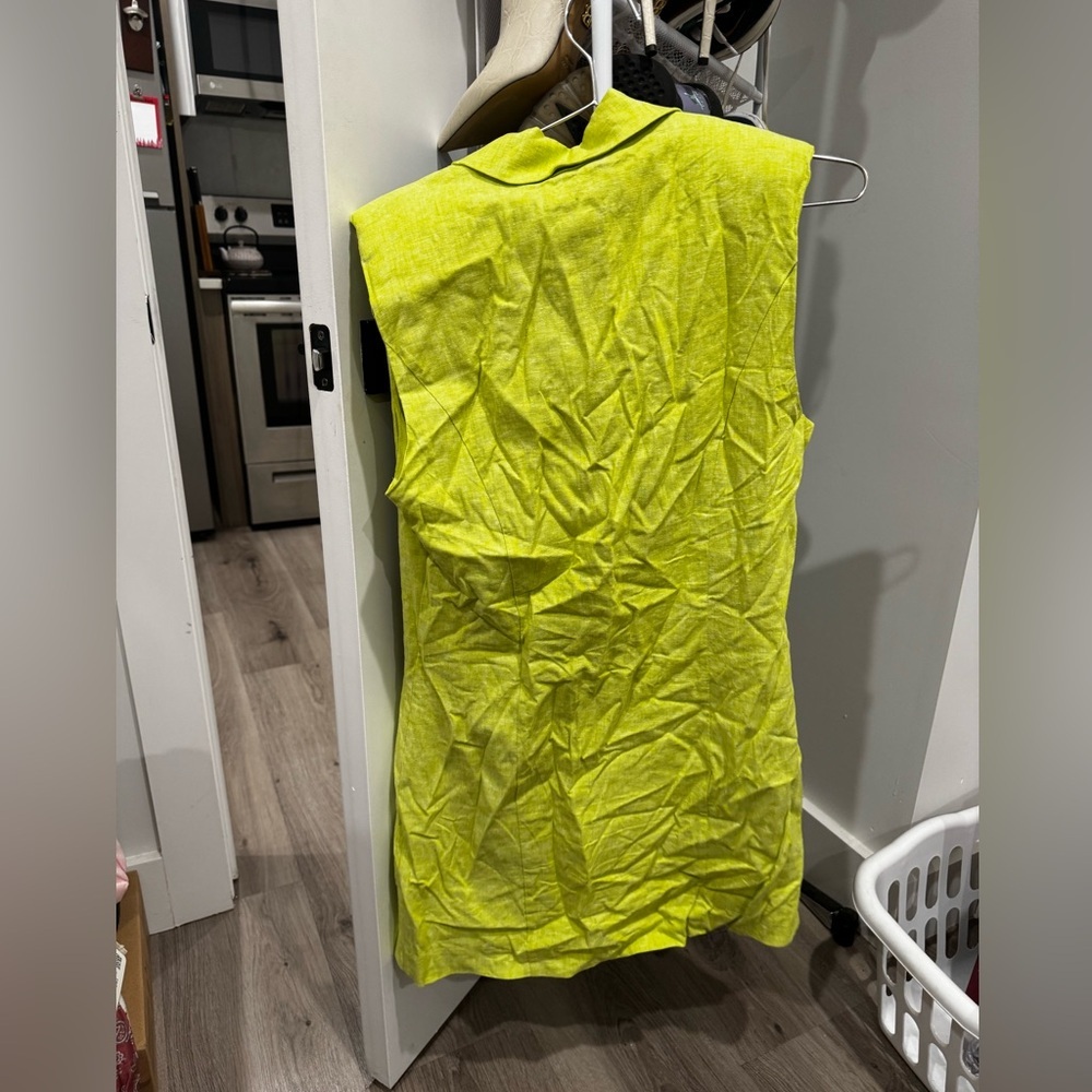 Bright green linen blazer strapless dress - Picture 4 of 4